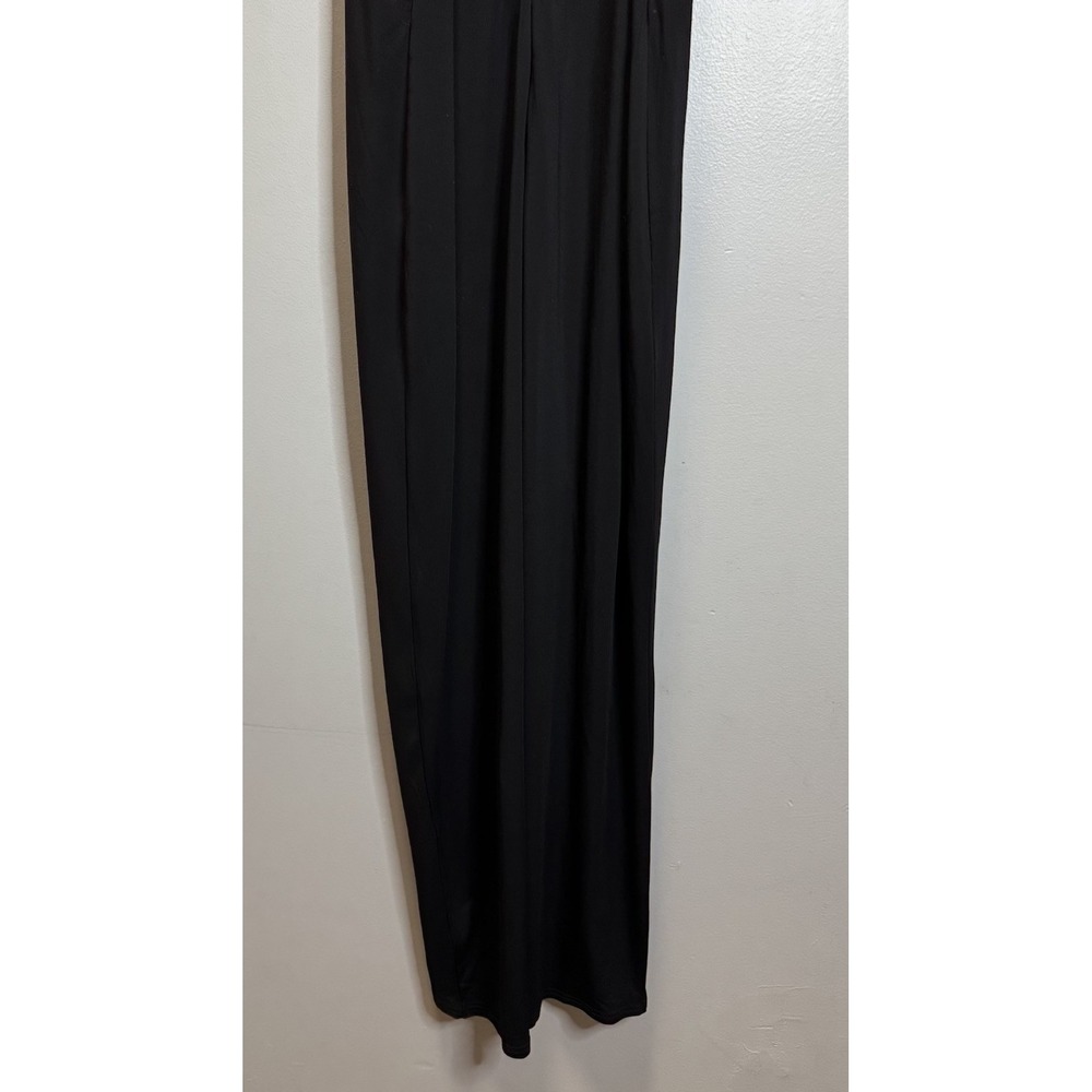 Venus Dress Maxi Woman's Large Black Halter Sleeveless Wrap Open Front Lined - Picture 8 of 11